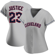 Gray Replica David Justice Women's Cleveland Guardians Road Jersey