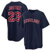 Navy Replica David Justice Men's Cleveland Guardians Alternate Jersey