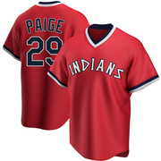 Red Replica Satchel Paige Youth Cleveland Guardians Road Cooperstown Collection Jersey